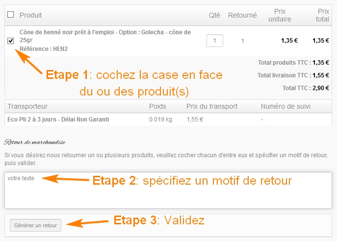 etape de retour